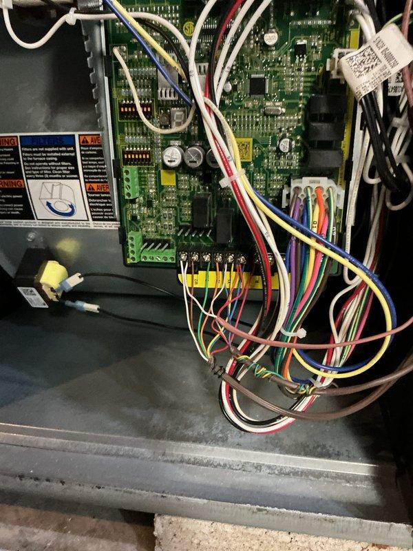 Performed annual maintenance on a 2-year-old air conditioning system. Cleaned heavily soiled outdoor condenser coil that had significant algae, dirt, and biological buildup obstructing airflow through the aluminum fins. Inspected control board, electrical connections, and wiring for proper operation and secure terminations.