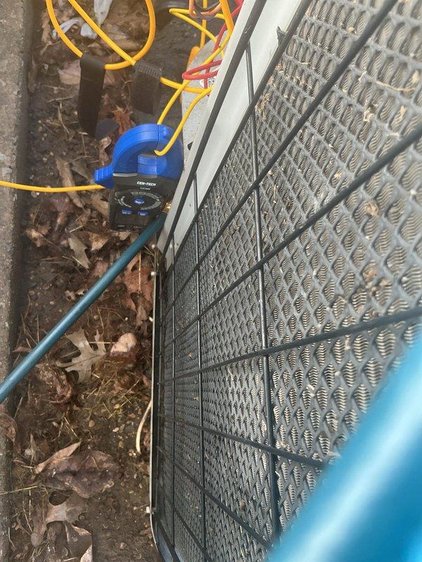 Completed routine air conditioning maintenance on outdoor condensing unit. Inspected electrical disconnect, refrigerant lines, and condenser coil. Unit operational with all components functioning within normal parameters at time of service.