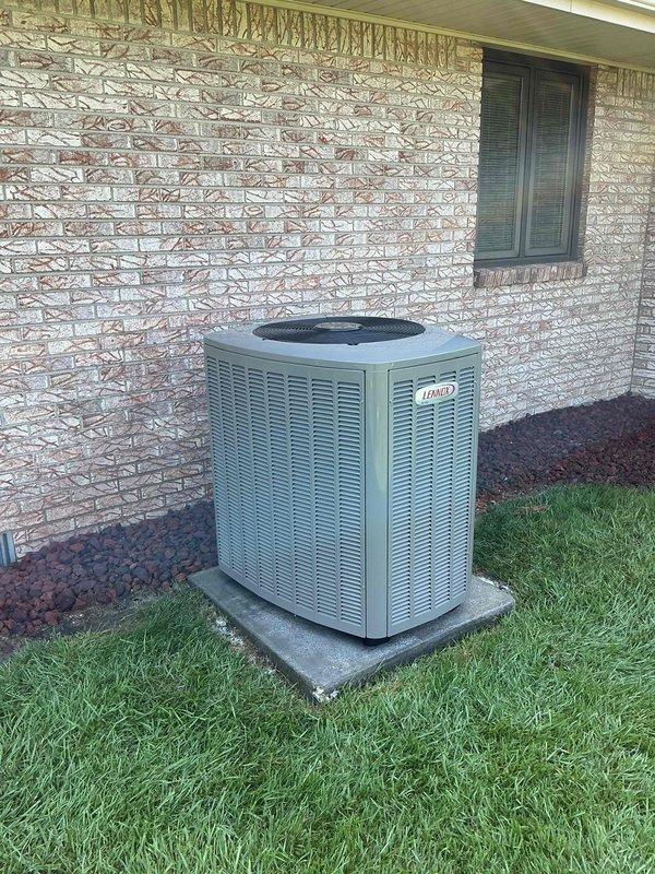 Completed scheduled air conditioning maintenance visit on residential Lennox cooling system. Performed comprehensive inspection of outdoor condensing unit and electrical components, including capacitor assessment and connection verification. System operational and routine maintenance procedures executed per manufacturer specifications.