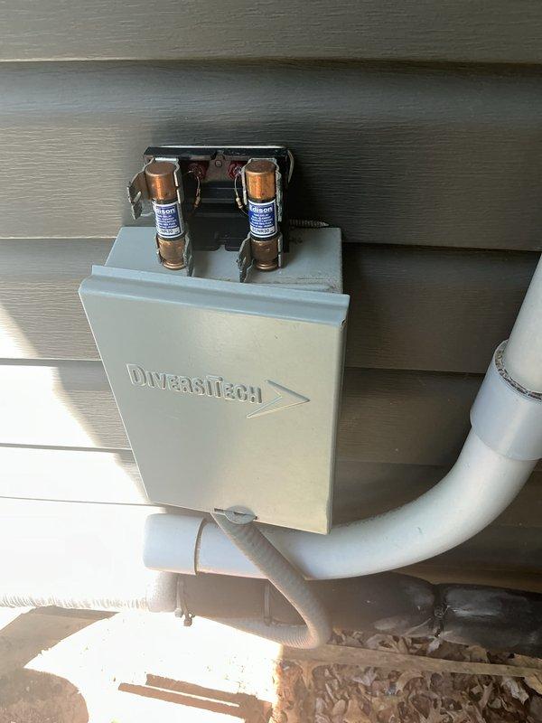 # HVAC Cooling Maintenance Completed

Performed comprehensive preventive maintenance on a 6-year-old residential air conditioning system. Inspected and tested the outdoor condensing unit's electrical components, including the disconnect box with fuses and the dual-run capacitor with all associated wiring connections. Verified proper electrical connections and capacitor functionality to ensure reliable system operation. Cleaned debris from around the unit and confirmed all safety controls were operating within manufacturer specifications. System tested and left in proper working condition.