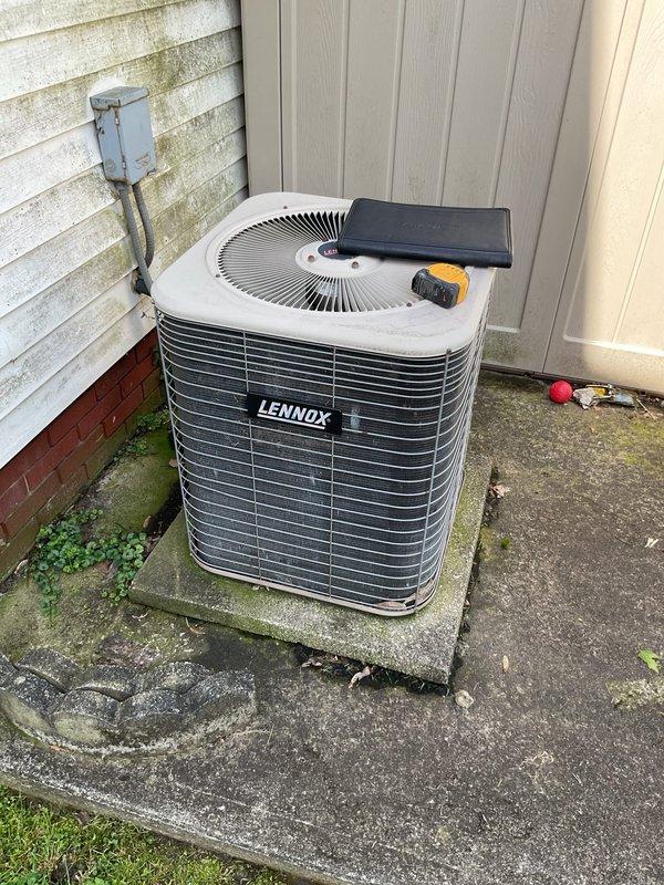 Completed comprehensive estimate for full HVAC system replacement including outdoor Lennox condensing unit and indoor Lennox furnace. Assessed existing equipment condition, performed measurements and diagnostics of current system, documented installation site conditions including concrete pad placement, exterior electrical disconnect, ductwork configuration, and basement mechanical room layout for proper equipment sizing and replacement planning.