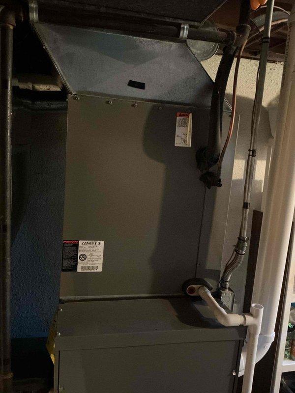 Completed routine cooling maintenance visit on a 4-year-old Lennox air handler system. Performed standard inspection of indoor unit located in basement utility area and outdoor condensing unit, verifying proper operation of all components, refrigerant line connections, condensate drainage system, and electrical connections. All systems operating within normal parameters with no issues identified during this recurring maintenance service.