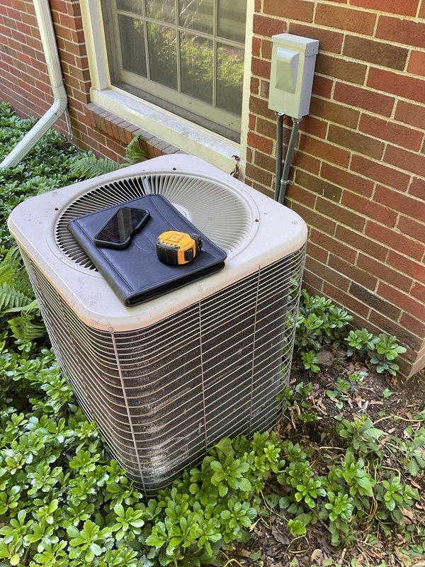 Completed comprehensive estimate for full HVAC system replacement at residential property. Assessed existing outdoor Lennox condenser unit installed against brick exterior and indoor Lennox furnace located in basement mechanical room. Documented current equipment specifications, measured installation clearances, evaluated electrical disconnect and line set routing, and photographed existing system configuration. Provided customer with detailed replacement options for new high-efficiency air conditioning condenser and compatible furnace system to improve cooling performance and energy efficiency.