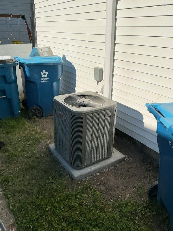 Completed full HVAC system installation including a 14 SEER, 2-ton single-stage Lennox condenser and 70,000 BTU downflow gas furnace with cased coil. Installed new copper line set routed through crawl space, removed existing line set from attic, and set condenser on new concrete pad with proper electrical disconnect and whip connection. Installed programmable thermostat to complete system commissioning and verified all components operating within manufacturer specifications.
