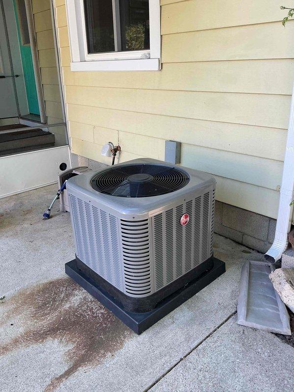 Performed routine preventive maintenance on a 6-year-old residential air conditioning system. Inspected outdoor condensing unit, verified proper operation of compressor and condenser fan, and checked refrigerant levels and electrical connections. System operating within normal parameters with no issues identified.