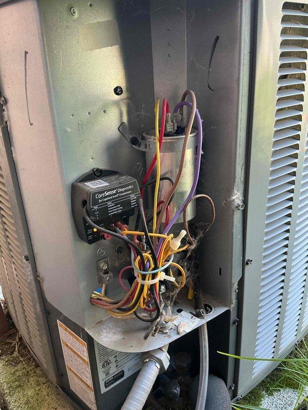 Completed routine cooling system maintenance on 8-year-old HVAC unit. Performed comprehensive inspection of outdoor condensing unit and indoor Lennox air handler system. Utilized CoreSense diagnostic equipment to evaluate electrical components and system performance parameters. Verified proper operation of all controls, connections, and safety devices. Inspected condensate drainage system with PVC piping. All components found operating within manufacturer specifications, and system returned to normal cooling operation.