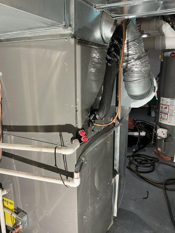 Replaced indoor evaporator coil and outdoor thermostatic expansion valve (TXV) on residential HVAC system. Added three pounds of R-410A refrigerant to bring system to proper charge after component replacement and verified proper operation of all equipment.