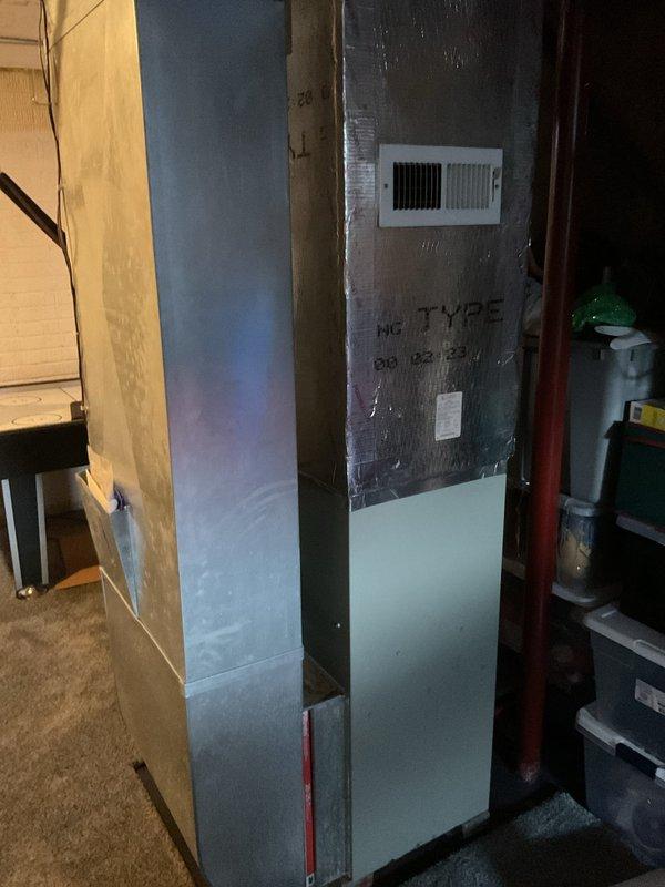 Conducted comprehensive evaluation of existing HVAC system for complete replacement estimate. Assessed current Trane XE 1000 outdoor condensing unit and indoor furnace system located in basement utility area. Documented existing equipment configuration, including ductwork installation, electrical service connections, and system positioning. Photographed indoor air handler with existing ductwork and outdoor condenser unit placement adjacent to electrical meter and disconnect panels. Provided customer with detailed replacement options for complete heating and cooling system upgrade.