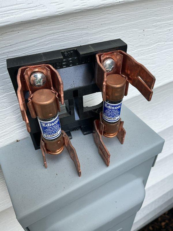 Completed preventative maintenance on 7-year-old air conditioning system. Inspected electrical disconnect and fusing components, verified proper operation and connections. Measured supply air temperature at 55°F, confirming adequate cooling performance and system functionality.