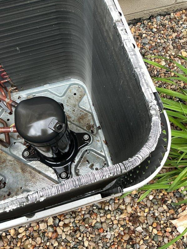 Completed routine maintenance and tune-up service on two 6-year-old Comfortmaker air conditioning systems at separate residential locations. Performed comprehensive inspection of both condenser units, including examination of heat exchanger coils, compressor operation, refrigerant lines, electrical connections, and disconnect boxes. Both systems were found operating properly with no deficiencies noted; all components cleaned, tested, and confirmed in good working condition.