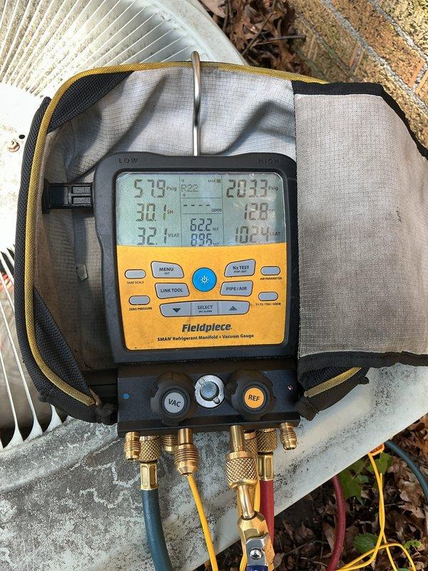 Performed system inspection following customer modification to outdoor unit casing where wires were cut to route electrical connections. Verified all refrigerant lines, electrical wiring, and insulation remained intact with no damage from the alteration. Checked system pressures and temperatures using manifold gauges to confirm proper refrigerant charge and normal operating parameters, with all readings within manufacturer specifications.