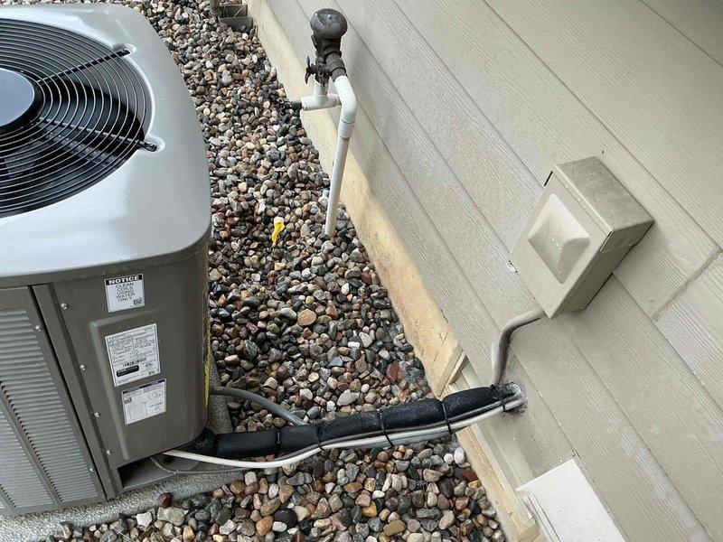 Completed spring maintenance on a 2-year-old Lennox air conditioning system. Performed standard preventative maintenance inspection of outdoor condenser unit, verified proper operation of compressor and fan motor, checked refrigerant levels and electrical connections, and inspected condensate drain line functionality. Also conducted a plumbing system inspection as requested.