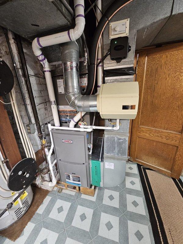 Successfully completed a retrofit installation of a new AC and coil package system. Installed 30 feet of 3/4-inch copper lineset, new outdoor condenser pad, electrical disconnect with whip, and fabricated custom sheet metal transitions required for proper integration with existing ductwork. Reused existing thermostat to maintain customer's preferred control interface while ensuring all new equipment was properly commissioned and operational.