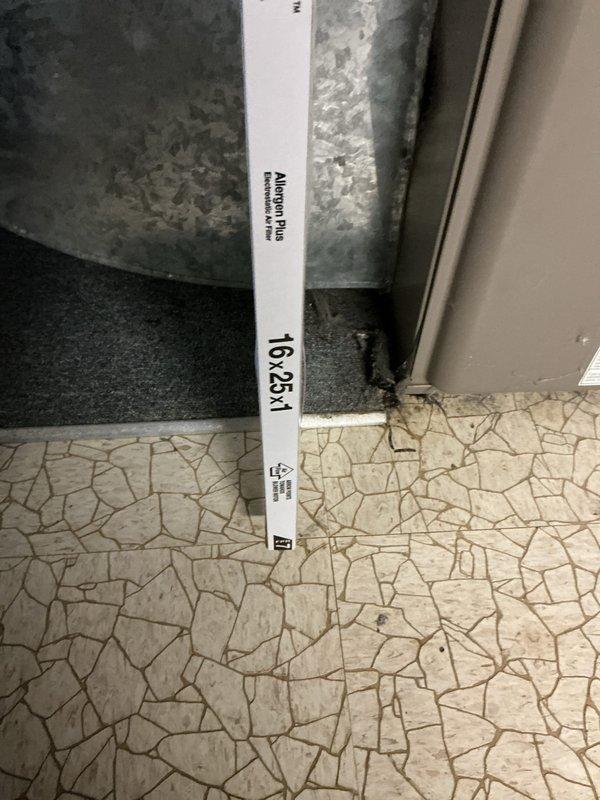 Completed cooling maintenance on 12-year-old HVAC system. Inspected equipment, verified proper airflow with 16x25x1 filter measurement, and examined dual-run capacitor rated at 370VAC showing normal wear consistent with system age. Unit operating within normal parameters.