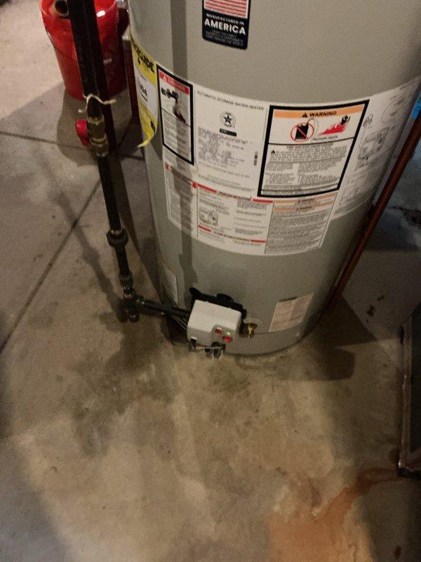 Installed a new 50-gallon gas-fired water heater in the utility area, ensuring proper placement and level positioning on the concrete floor. Connected all necessary gas lines, water supply piping, and pressure relief valve assembly with code-compliant fittings, and verified all connections were secure and operational upon completion.