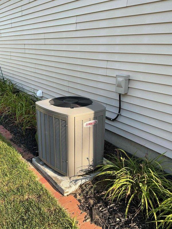 Completed preventive maintenance tune-up on 5-year-old Lennox air conditioning condenser unit. Performed standard inspection protocol including electrical connections check, refrigerant level verification, condenser coil cleaning, and operational testing of all system components. Unit operating within manufacturer specifications with no deficiencies noted.