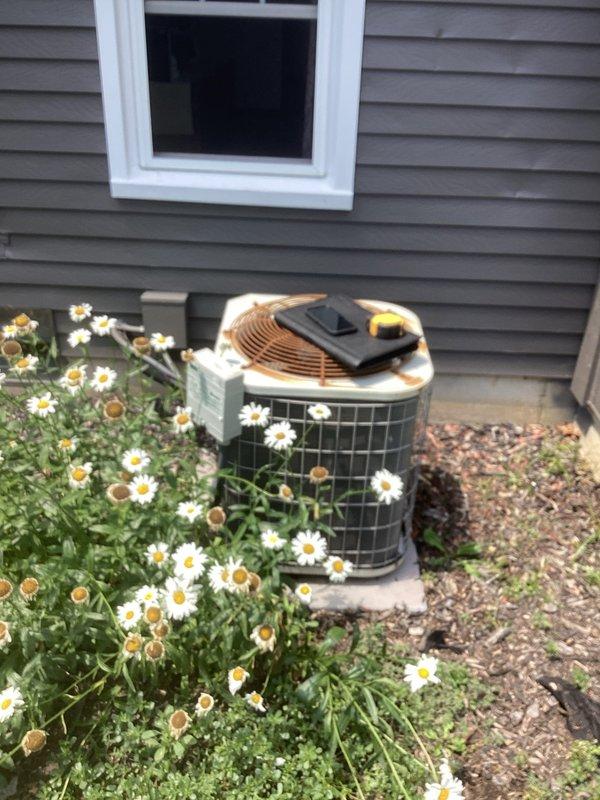 Conducted on-site evaluation of existing HVAC system for replacement estimate. Assessed current Payne gas furnace and outdoor condensing unit, both requiring replacement due to age and efficiency concerns. Documented existing equipment configuration including furnace location in mechanical room, venting arrangement with PVC and metal ductwork, and outdoor condenser positioned on concrete pad against home exterior. Photographed equipment specifications, installation conditions, and access considerations for replacement planning. Provided comprehensive replacement options and recommendations for new high-efficiency heating and cooling system.