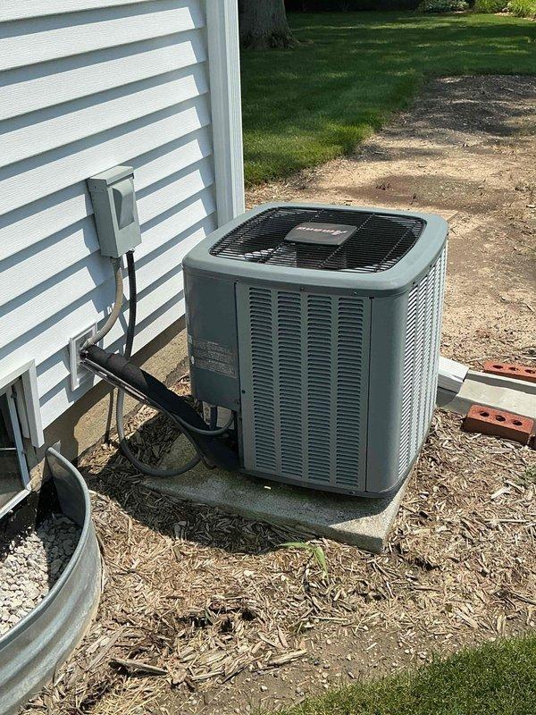 Completed routine maintenance on 9-year-old residential split system air conditioning unit. Performed comprehensive inspection of outdoor condensing unit and indoor air handler, verified proper operation of all components, and documented system condition with photographs for customer records.
