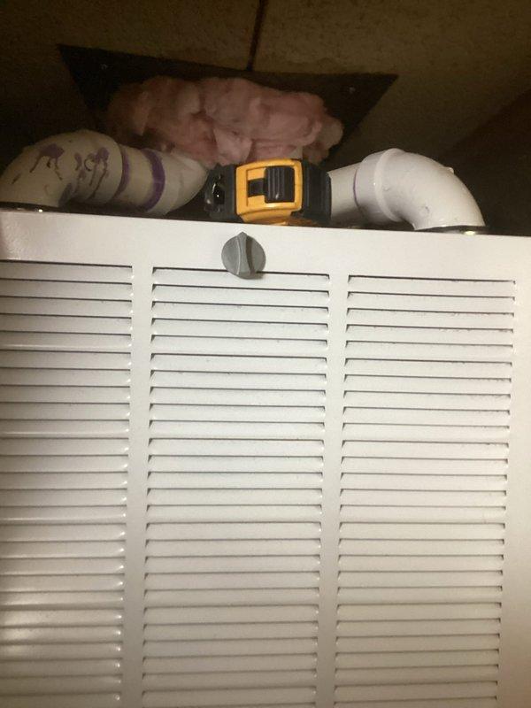 Completed estimate for replacement of existing Miller brand HVAC system. The current unit is a cabinet-style heating and cooling system installed in an interior closet space, with manufacturing date indicating 1986 installation. Assessed equipment condition, measured existing ductwork and ventilation components including louvered return air grille, and documented system configuration with photographs for replacement proposal preparation.