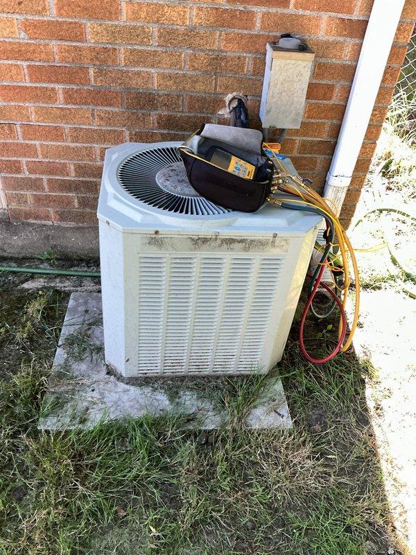 Responded to service call for air conditioning unit not cooling properly. Upon inspection, evaluated outdoor condenser unit and indoor components including ductwork and refrigerant lines. Assessed system performance, checked refrigerant levels, and performed necessary diagnostics to restore proper cooling operation.