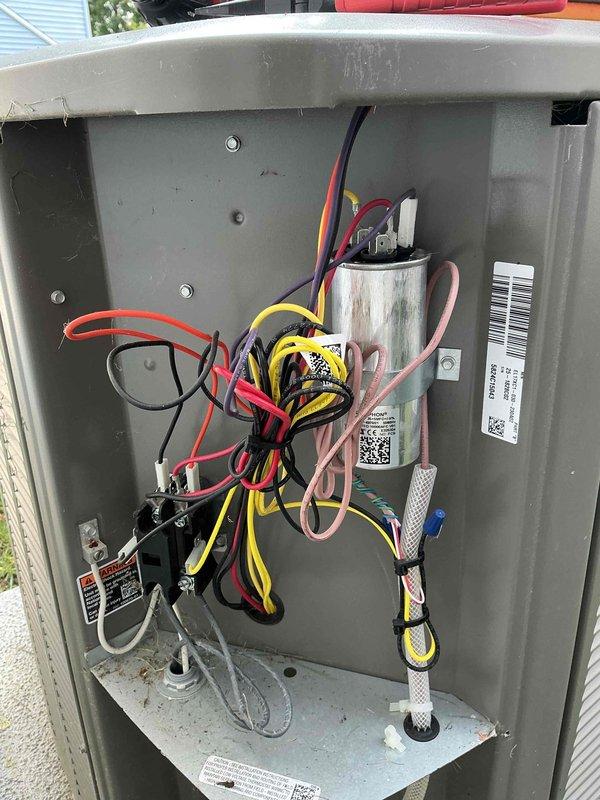 Completed annual air conditioning maintenance on a 2-year-old system. Performed comprehensive tune-up including inspection of outdoor condensing unit, verified proper electrical connections and capacitor operation, checked refrigerant levels, and cleaned components as needed. All equipment found operating within normal parameters with no immediate service needs identified.