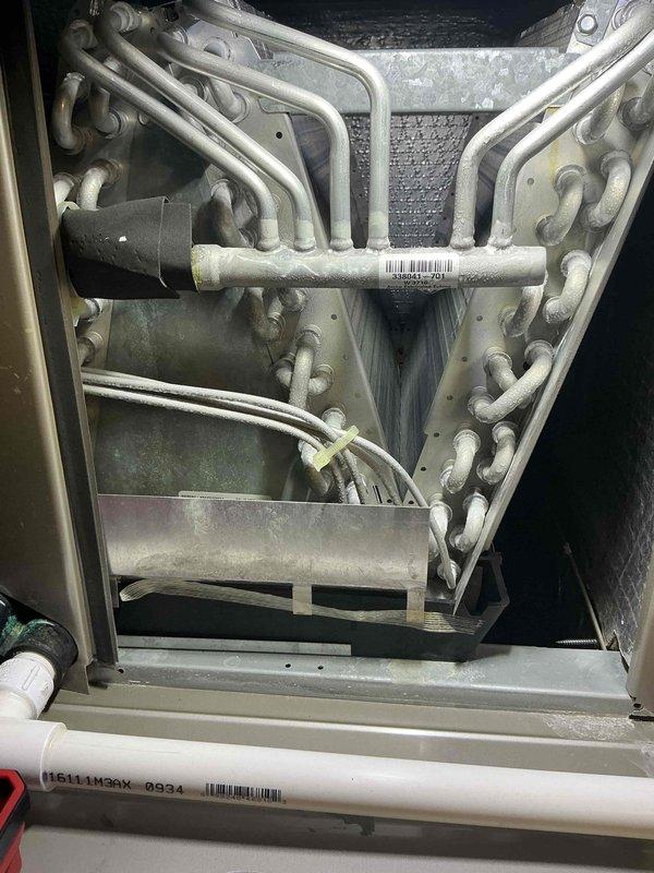 Completed annual cooling maintenance and tune-up on 10-year-old Carrier HVAC system. Performed comprehensive inspection of all major components including heat exchanger, burner assembly, evaporator coil, and ductwork connections using borescope camera to verify internal system integrity. All components cleaned, tested, and verified operating within manufacturer specifications.