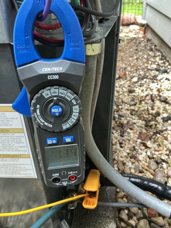 Completed routine maintenance on two air conditioning units and one furnace system under membership plan. Inspected electrical components including TITAN PRCFD45 motor run capacitor (45+5 MFD, 440/370 VAC), contactor assembly, and associated wiring connections. Performed amperage readings using clamp meter to verify proper system operation and confirmed all units functioning within normal parameters.