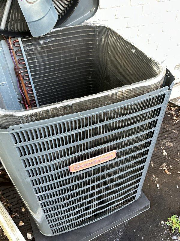 Performed comprehensive cooling maintenance and tune-up on 16-year-old residential air conditioning system. Inspected outdoor condensing unit, verified proper operation of condenser fan motor and compressor, checked refrigerant lines and connections for leaks, cleaned condenser coils, and examined interior ductwork system. All components found operating within normal parameters; system tested and confirmed ready for cooling season.