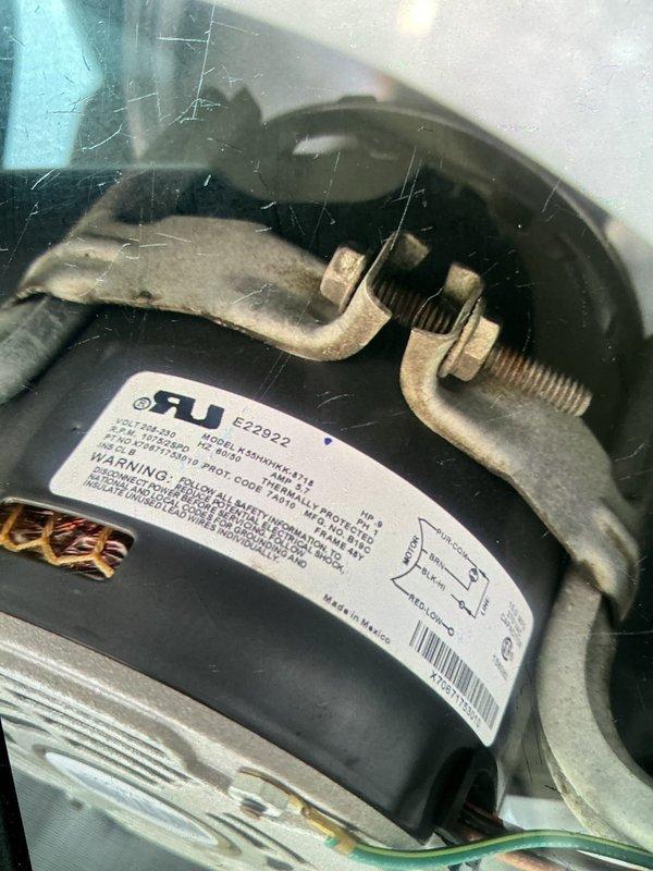 Responded to callback for loud humming noise on recently installed unit. Upon inspection, identified issue with PCB motor component (model E22922) and associated wiring connections. Verified proper motor mounting, checked electrical connections, and documented component specifications to ensure system operates within manufacturer parameters and resolves excessive noise concern.