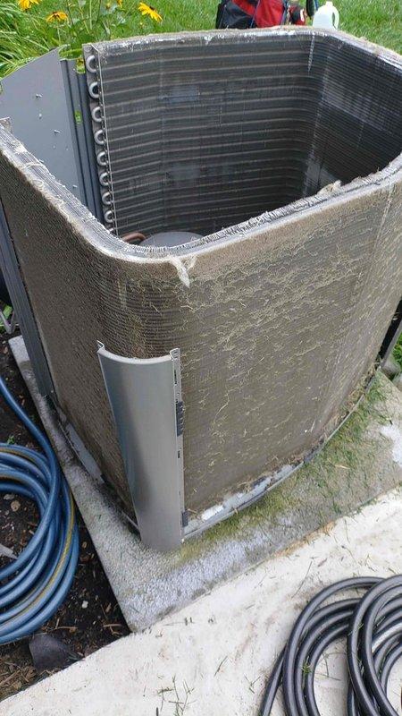 Performed comprehensive cooling maintenance on a 3-year-old residential air conditioning system with components located in the basement and outdoor condenser unit. Inspected outdoor condenser unit, cleaned debris and dust accumulation from condenser coils and fins, and verified proper operation of fan assembly and electrical connections. All system components tested and confirmed operating within normal parameters.