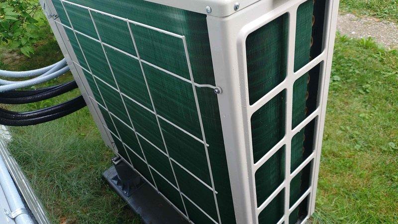Completed maintenance service on a one-year-old mini-split system consisting of 2 outdoor units and 3 indoor heads. Performed standard cooling season maintenance including inspection of refrigerant lines, cleaning of condenser coils which showed moderate dirt and debris accumulation, and verification of system operation. All equipment functioning properly upon completion.