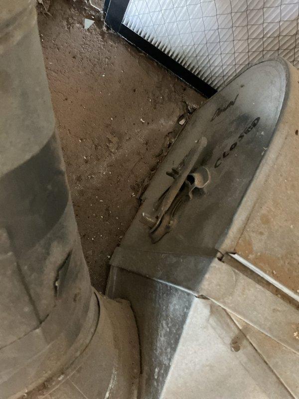 Responded to callback for recently installed Lennox system with reported blower motor squeaking. Upon arrival, inspected HVAC unit and ductwork in basement mechanical area. Examined blower motor assembly and verified operational status. Documented existing ductwork configuration and damper positions marked on supply plenum. System appears to be functioning within normal parameters at time of inspection, with no audible squeaking detected during service visit.