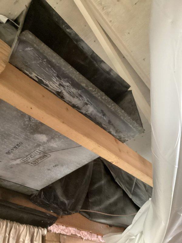 Completed return air duct installation for newly installed furnace in garage area. Routed ductwork through attic space utilizing existing structural pathways, installed rigid rectangular ductwork with proper insulation to ensure efficient airflow and minimize thermal loss. Connected return air system to furnace unit, verified proper sealing at all connections, and ensured compliance with local HVAC codes for residential ductwork installation.
