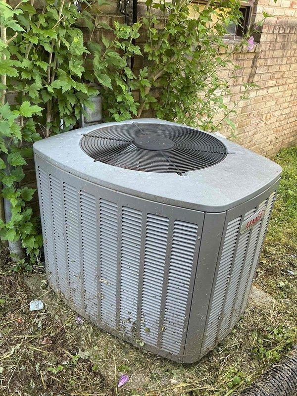 Completed routine maintenance on 20-year-old air conditioning system and 10-year-old furnace. Inspected outdoor condenser unit, verified operational status of compressor and condenser fan motor, checked refrigerant lines for proper insulation and signs of leakage, and confirmed adequate airflow through coil fins. Performed standard preventative maintenance procedures on both HVAC systems to ensure continued operation through the cooling season.
