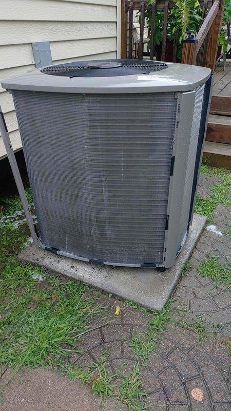 Completed preventative maintenance on 2-3 year old residential cooling system with outdoor condenser unit located in backyard and indoor components in basement. Outdoor condenser coils showed significant accumulation of dirt, dust, and debris affecting system efficiency; thoroughly cleaned condenser coils and fins to restore proper airflow and heat transfer capabilities. Performed comprehensive system inspection and standard maintenance procedures on both outdoor and indoor equipment per manufacturer specifications.