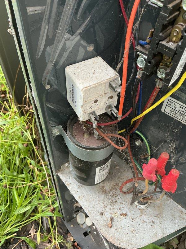 Completed comprehensive AC tune-up on 3-year-old outdoor condensing unit. Performed electrical diagnostics using clamp meter to verify amperage draws and system performance, inspected capacitor and contactor assembly for proper operation, checked all wire connections and terminals for security and signs of wear. All components found operating within normal parameters; unit tested and confirmed functioning properly.