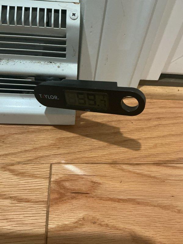 Completed scheduled maintenance on 9-year-old furnace and air conditioning system. Performed comprehensive tune-up inspection, verified system operation, and measured supply air temperature at floor register reading 23.3°F, confirming proper cooling performance.