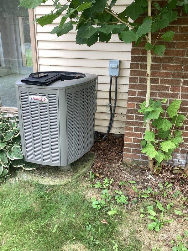 Conducted on-site evaluation for mini split system installation to replace existing Lennox central air conditioning system. Assessed current equipment configuration including vertical air handler in interior utility closet and outdoor condensing unit positioned on concrete pad against exterior wall. Documented existing infrastructure including electrical disconnect, conduit routing, and equipment placement constraints. Photographed installation locations to determine optimal placement for mini split indoor and outdoor units, accounting for structural elements, utility connections, and clearance requirements. Provided comprehensive estimate for mini split system installation.