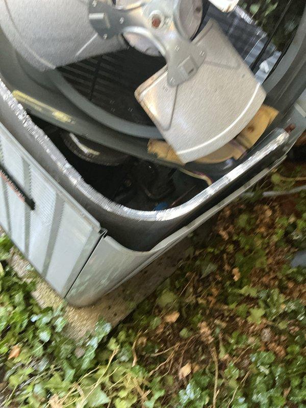 Performed comprehensive AC tune-up on residential split system including indoor furnace and outdoor condensing unit. Inspected electrical connections, refrigerant lines, and internal components of both units. System operational at time of inspection with all mechanical components functioning within normal parameters.