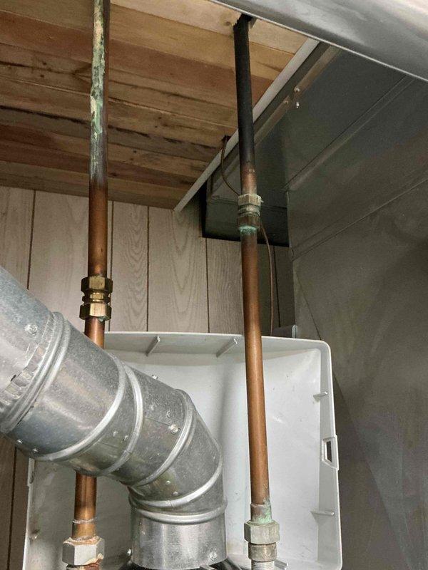 Completed scheduled maintenance on 13-year-old HVAC system including air conditioning and furnace tune-up. Performed comprehensive inspection of furnace, air handler, ductwork, and associated copper piping connections, verifying proper operation of all mechanical components and gas-fired heating equipment. All systems tested and confirmed operational with no immediate repairs required.