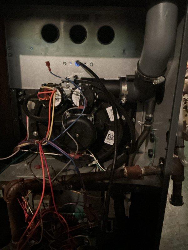 Completed scheduled Maintenance MVP heating service on a 7-year-old gas furnace system. Performed comprehensive inspection of all internal components including blower motor assembly, electrical connections, and heat exchanger. Verified proper operation of inducer motor, gas valve connections, and PVC condensate drainage system. Inspected humidifier unit and associated plumbing connections for proper function. All components found to be operating within normal parameters, and system returned to full heating operation.