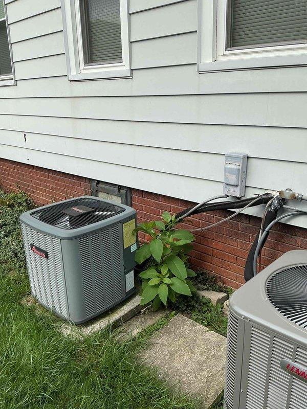 Completed preventive maintenance inspection on 6-year-old Amana furnace and dual Trane condenser system. Performed comprehensive cooling season evaluation including visual inspection of indoor air handler, ductwork connections, and exterior condensing units. Verified proper refrigerant line installation, electrical connections, and condensate drainage systems. All equipment operating within manufacturer specifications with no immediate service requirements identified.