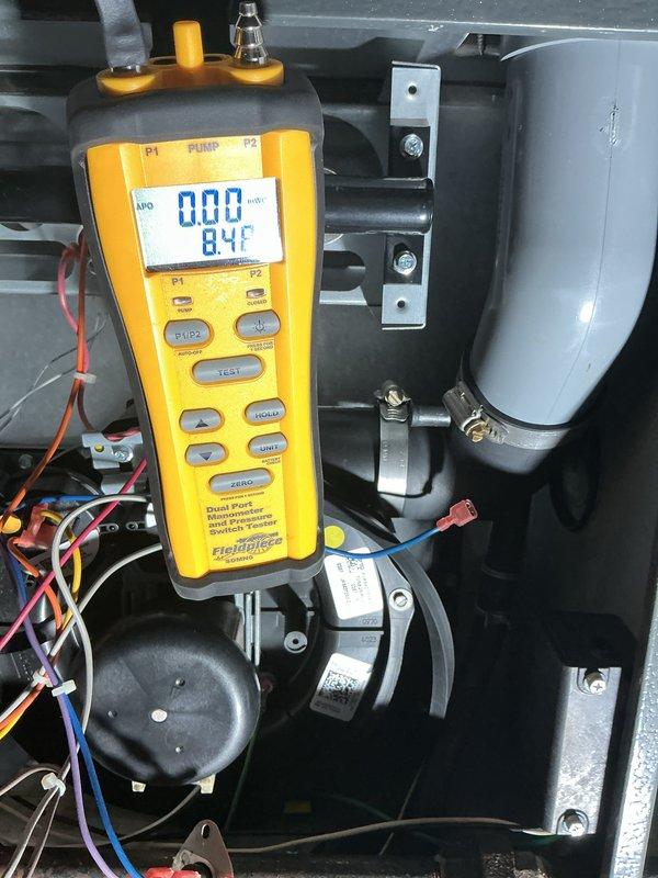 Completed comprehensive tune-up on 10-year-old furnace system. Performed combustion analysis using Testo 310 II analyzer, which confirmed optimal performance with efficiency reading of 96.0%, oxygen level at 5.4%, CO at 53 ppm, and CO after-air-free at 71 ppm. All combustion parameters fell within acceptable ranges for safe and efficient operation. Conducted diagnostic testing of system components using Fieldpiece digital meter, verifying proper operation of blower assembly, capacitor, and associated electrical connections. Inspected all mechanical components, refrigerant lines, and wiring harness for signs of wear or deterioration. System operating normally with no deficiencies noted at time of service completion.