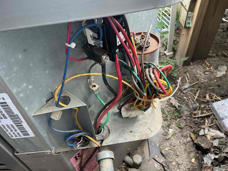 # HVAC Service Report

Responded to no cooling complaint on 8-year-old air conditioning system, noted as possible repeat issue from previous week. Upon arrival, inspected outdoor unit electrical components including contactor and capacitor assembly. Found loose electrical connections at contactor terminals affecting compressor operation. Cleaned and tightened all wire connections at both the contactor and capacitor, ensuring proper electrical contact. Verified proper voltage at all connection points and tested system operation. Unit restored to normal cooling function with compressor engaging properly. Recommended monitoring system performance over next few days given recent service history.