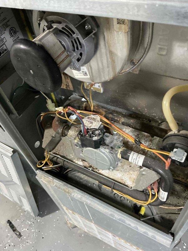 Responded to service call for 9-year-old central air conditioning system experiencing short cycling, with unit turning on and off every minute and failing to maintain temperature setpoint. Upon inspection of the HVAC system, performed diagnostic evaluation of electrical components, blower motor assembly, and control systems. Identified and resolved issue causing the rapid cycling condition. Verified proper operation of draft inducer motor, checked all electrical connections and wiring harnesses for integrity, and ensured relay and control circuits were functioning within specifications. System tested successfully after repairs, confirming unit now operates through complete cooling cycles and maintains desired temperature setting.