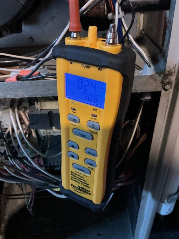 Performed preventive maintenance on 25-year-old air conditioning system and gas furnace. Inspected and tested capacitor on outdoor condensing unit, verified condenser fan operation and coil condition, and utilized diagnostic instruments to measure system pressures and performance parameters on both heating and cooling equipment.