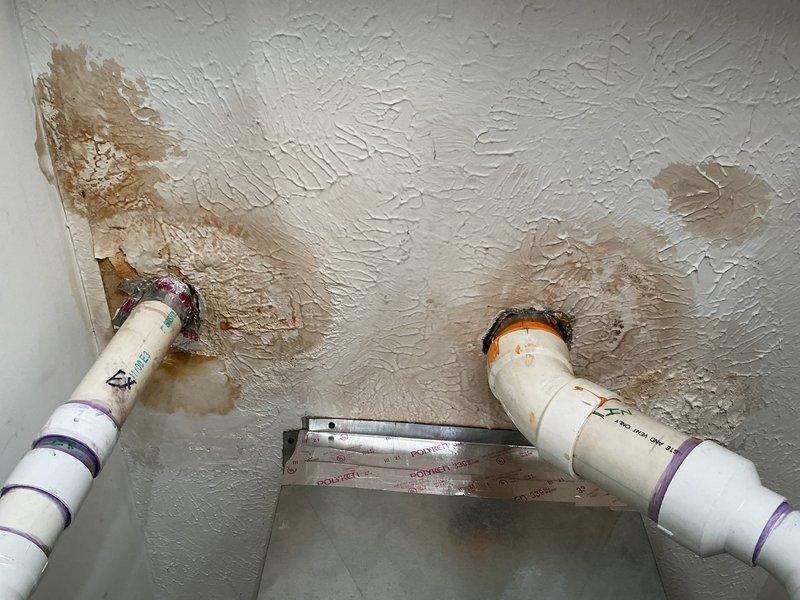 Completed routine maintenance on 3-year-old furnace system. Performed standard heating season inspection including filter check, burner examination, and system operational testing. Documented roof vent terminations and interior plumbing penetrations showing evidence of water intrusion around PVC pipe installations with visible staining on wall surfaces requiring attention.