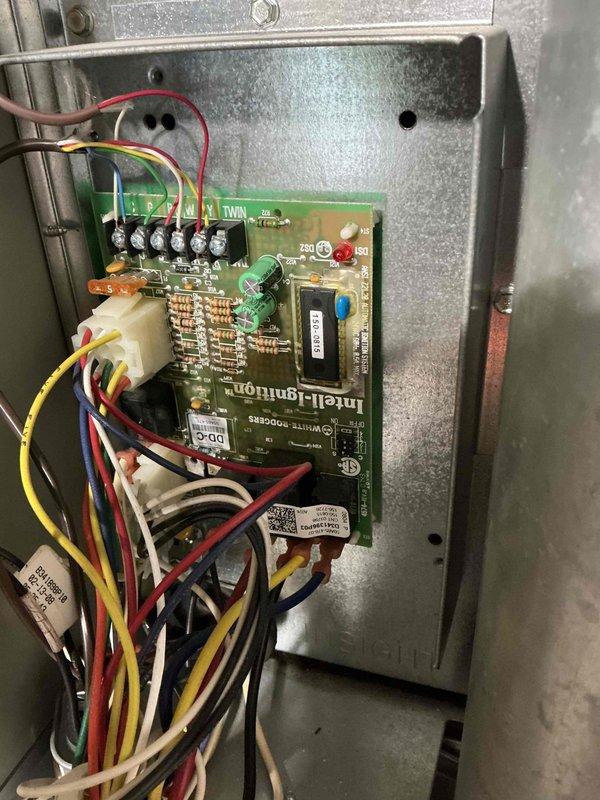 Completed scheduled maintenance on 17-year-old American Standard gas furnace with Janitrol Inteli control board. Performed comprehensive tune-up including filter inspection, burner assembly cleaning, heat exchanger visual inspection, and blower motor lubrication. Verified proper operation of control board with all LED indicators functioning correctly, tested safety controls, and confirmed all electrical connections secure at terminal blocks. System operating within normal parameters upon completion.