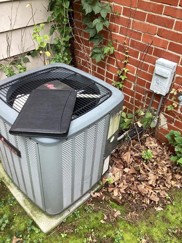 Completed comprehensive estimate for HVAC system replacement including existing Amana furnace located in interior closet space and outdoor condensing unit. Documented current equipment condition, installation configuration including PVC condensate drainage system and electrical connections, and provided replacement recommendations for complete heating and cooling system upgrade.