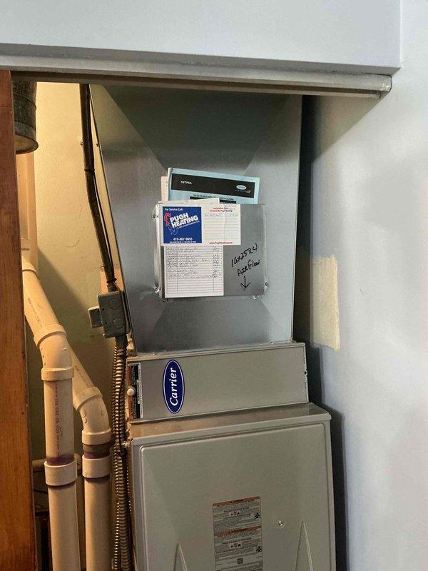 Completed comprehensive furnace tune-up and maintenance on 9-year-old Carrier heating system. Performed combustion analysis using Testo 310 II flue gas analyzer, which confirmed safe and efficient operation with readings of 28 ppm CO, 67 ppm CO air-free, 92.6% efficiency, and proper oxygen levels at 12.2%. All system components inspected and operating within manufacturer specifications with no issues identified.